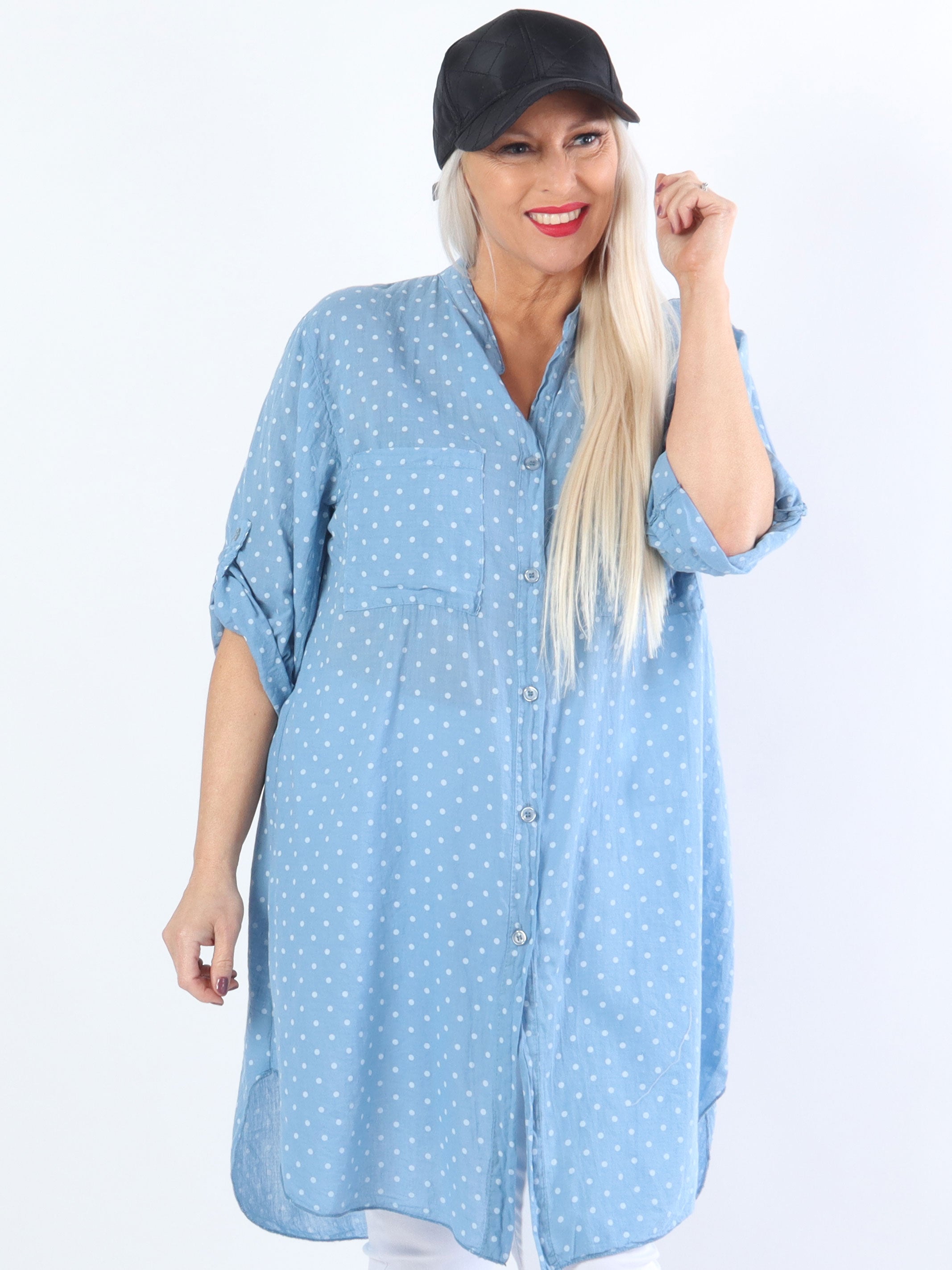 Linda - Plus size skjorta i bomull med små prickar